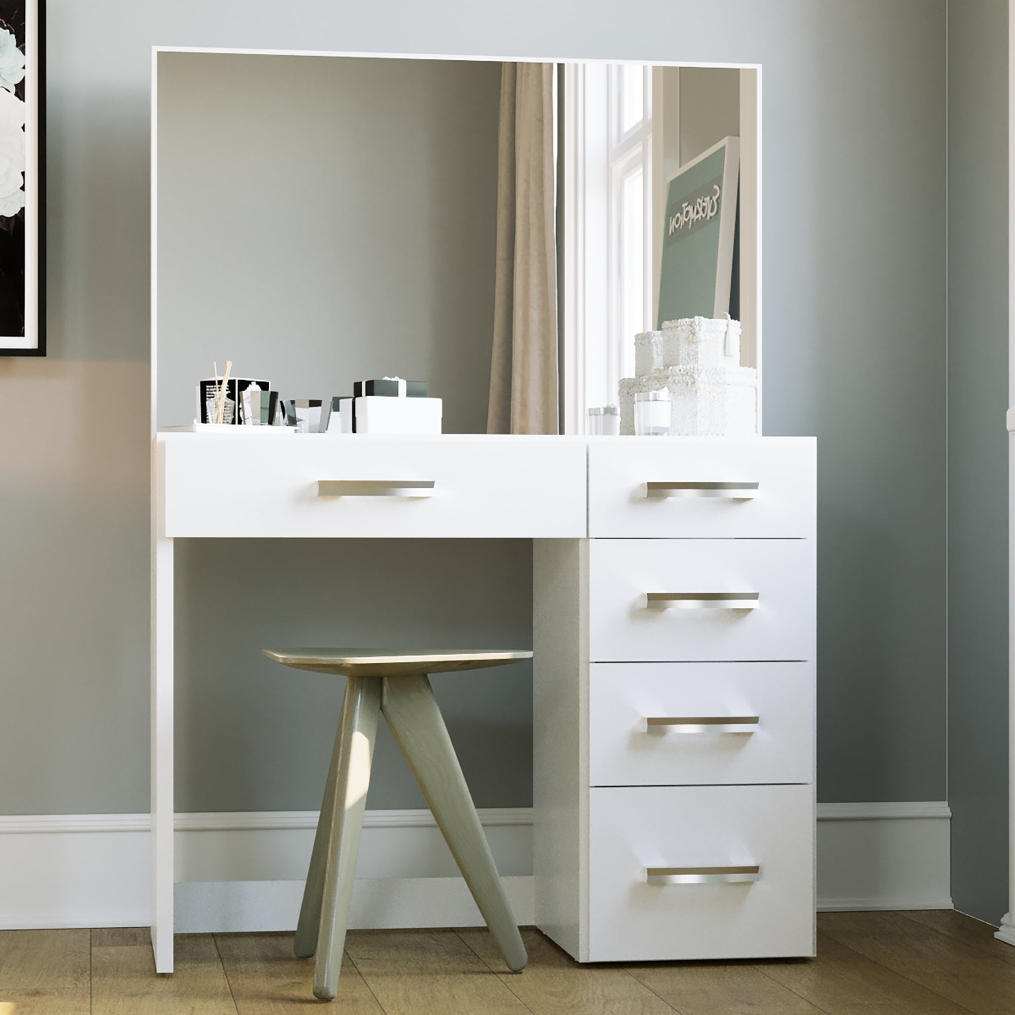 Boahaus Matilda Modern Vanity Desk, White Finish, for Bedroom - Walmart.com