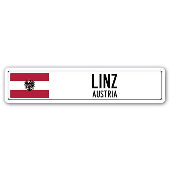 LINZ AUSTRIA Street Sign Austrian flag city country road wall gift