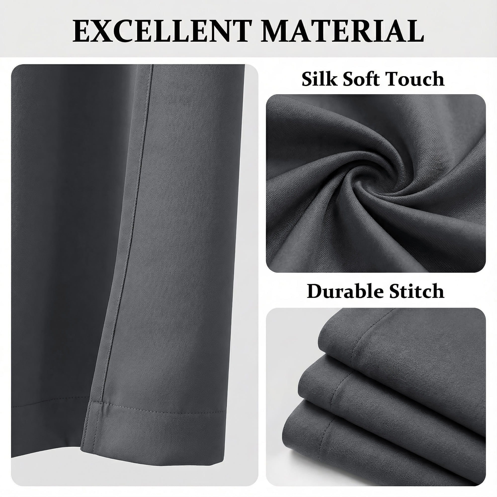 Blackout Curtains for Bedroom, Thermal Insulated Blackout Curtain 2 Panels 42x84 inch, Black Drapes with Grommets, Noise Reducing Energy Saving & Wrinkle-Free Drapes for Living Room,Gray