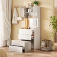 thumbnail image 1 of Montary 3-in-1 Vanity Table Set with LED Mirror, Storage Stool & Cosmetic Organizer, Flip-Top Makeup Desk, White, 1 of 8