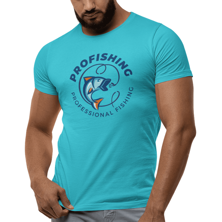 Kimaran Professional Fishing Tournament Logo Art T-Shirt unisex Short Sleeve Tee (Turquoise XL), adult Unisex, Blue