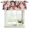 thumbnail image 2 of 2 Pack Valances for Windows, Red Flowers Window Valances for Living Room/Bedroom/Bathroom, Chinese Plum Blossoms Traditional Ink Painting Light Filtering Kitchen Curtain Valance 60"W x18" L, 2 of 9