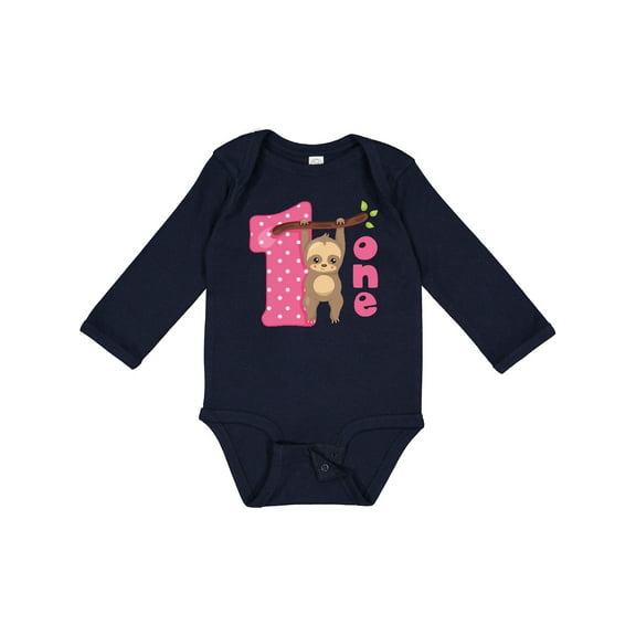 Inktastic Pink Sloth 1st Birthday Girls Long Sleeve Baby Bodysuit