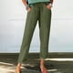 thumbnail image 1 of Karight Cotton Linen Pants for Women Summer High Waist Elastic Straight Leg Pant Casual Loose Solid Lightweight Beach Trousers, 1 of 9