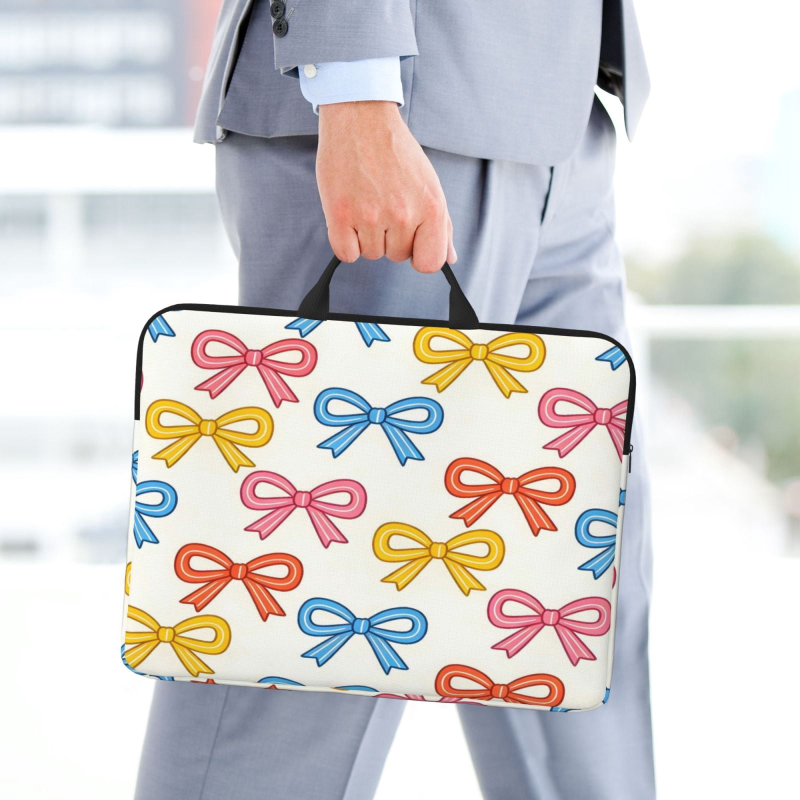 Laptop Sleeve Bag For Women Men 14inch Waterproof Durable Protective Computer Carrying Cover Handle Laptop Case Bag Colorful Bows (3)