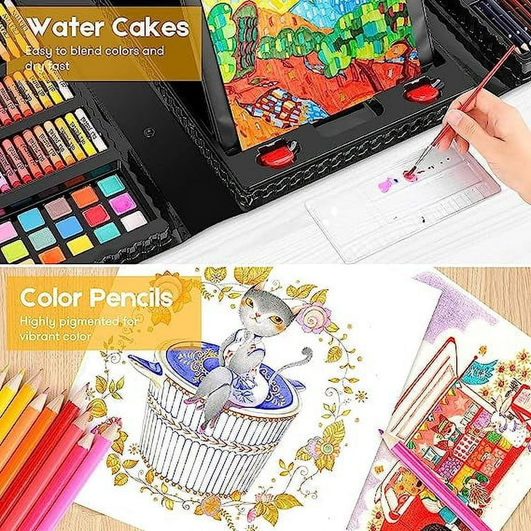 XTEILC Art Kit, Art Supplies Drawing Kits, Arts and Crafts for Kids, Gifts  for Teen Girls Boys 6-8-9-12, Art Set Case with Trifold Easel, Sketch Pad,  Coloring Book, Pastels, Crayons, Pencils 