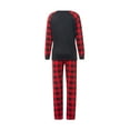 thumbnail image 5 of Christmas Family Pajamas Set Family Matching  Letter Deer Print Long Sleeve O-neck Tops+Plaid Print Trousers/Romper, 5 of 10