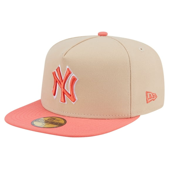 Men's New Era Light Beige/Coral New York Yankees Two-Tone Color Pack A-Frame 59FIFTY Fitted Hat