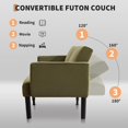 thumbnail image 3 of Rugerasy 75.5IN 3 in 1 Futon Sofa Bed,MultiFunction Couch Sleeper with Adjustable Backrest,Loveseat,Mid Century Modern Futon Couch,Sofa Cama,Couches,Green, 3 of 9