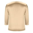 thumbnail image 5 of Women Satin Blouse 3/4 Sleeve Crew Neck Loose Fit Basic Top Soft Silky Shirt Lightweight Office Casual Wear Gold L, 5 of 6