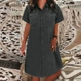 thumbnail image 2 of SnnmBlm Women's Plus Size Summer Dress Solid Color Casual Denim Dress Short Casual Denim Dress Sun Dresses 2024 Gray 3XL, 2 of 5