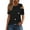 Black, variant on Quinlirra T shirts for Women loose fit Women'S 2025 Summer Casual And Comfortable Solid Color Cold Shoulder Button Splicing Short-Sleeved Round Neck Top/Shirt