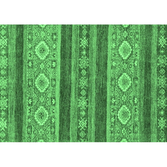 Ahgly Company Indoor Rectangle Abstract Emerald Green Modern Area Rugs, 4' x 6'