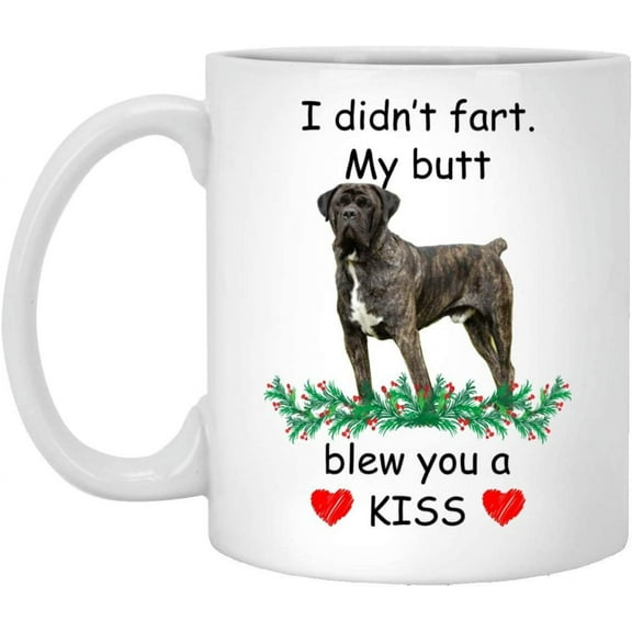 Funny Pet Lover Gifts English Mastiff Brindle Blew You A Kiss Christmas 2022 Gifts White Coffee Mug White 11oz