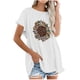thumbnail image 1 of Blusa superior de lino y algodón con estampado de manga corta y cuello redondo con borlas para mujer Pompotops  hkajfhjk469385, 1 of 5