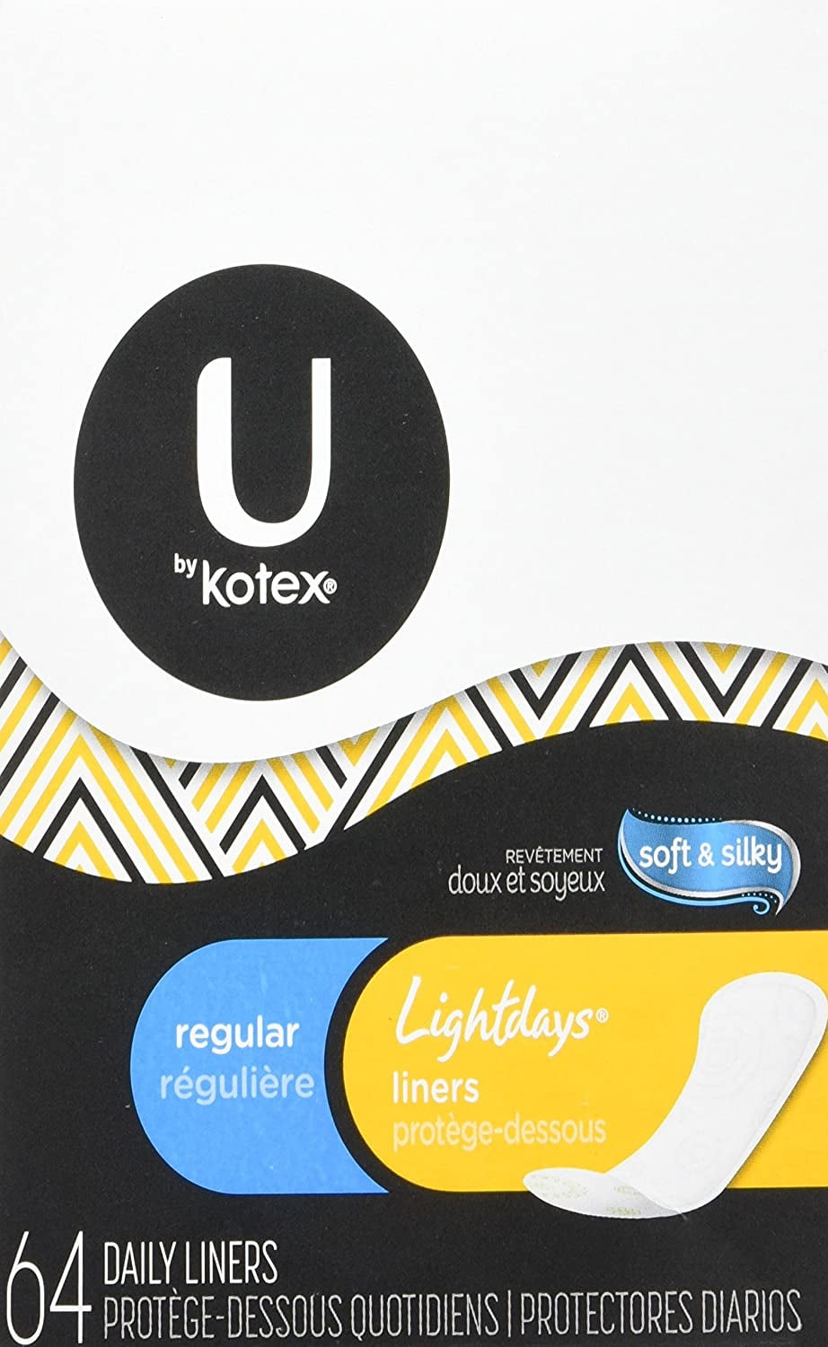 Kotex Natural Balance Lightdays Liners, Regular 64 ct.