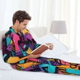 thumbnail image 6 of Kdxio Vibrant Graffiti Urban Art Men’s Pajama Set Pajamas For Men 2 Piece PJ Set with Men Pajama Pants and Long Sleeve T-Shirt Lounge Set-XX-Large, 6 of 7
