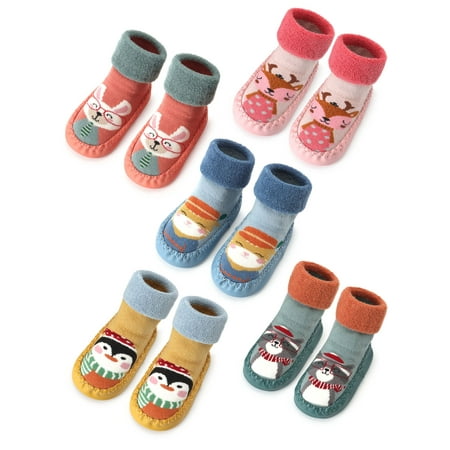 

Deago Infant Baby Boy Girls Toddlers Moccasins Non-Skid Indoor Slipper Shoes Socks Booties with Grips