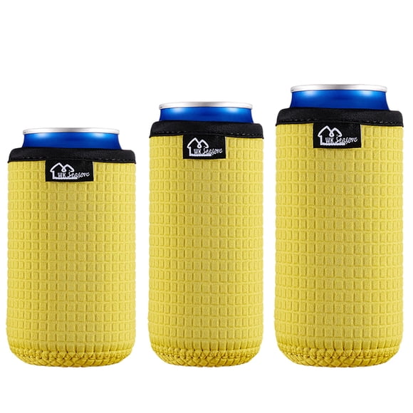 Mangas para Latas WK IEASON de Neopreno 355 mL, 473 mL, Color Amarillo