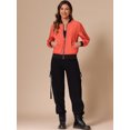 thumbnail image 3 of DARING DIVA Windbreaker Outerwear Casual Zip Up Bomber Jacket XL Orange, 3 of 6