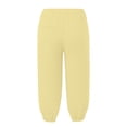 thumbnail image 5 of Women's Relaxed Soft Capri Lantern Pants, High Waist Drawstring Elastic Waist Side Pocket Loose Harem Jogger Cuffed Hem Cropped Mid Calf Casual Daily Bottoms, Yellow S, 5 of 5