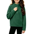 thumbnail image 3 of Falkdiz Long Sleeve Sweatshirts for Girls Warm Outdoor Pullover Winter 1/4 Zipper Casual High Neck Solid Color Girls Shirts Travel Army Green , Size: 120, 3 of 8