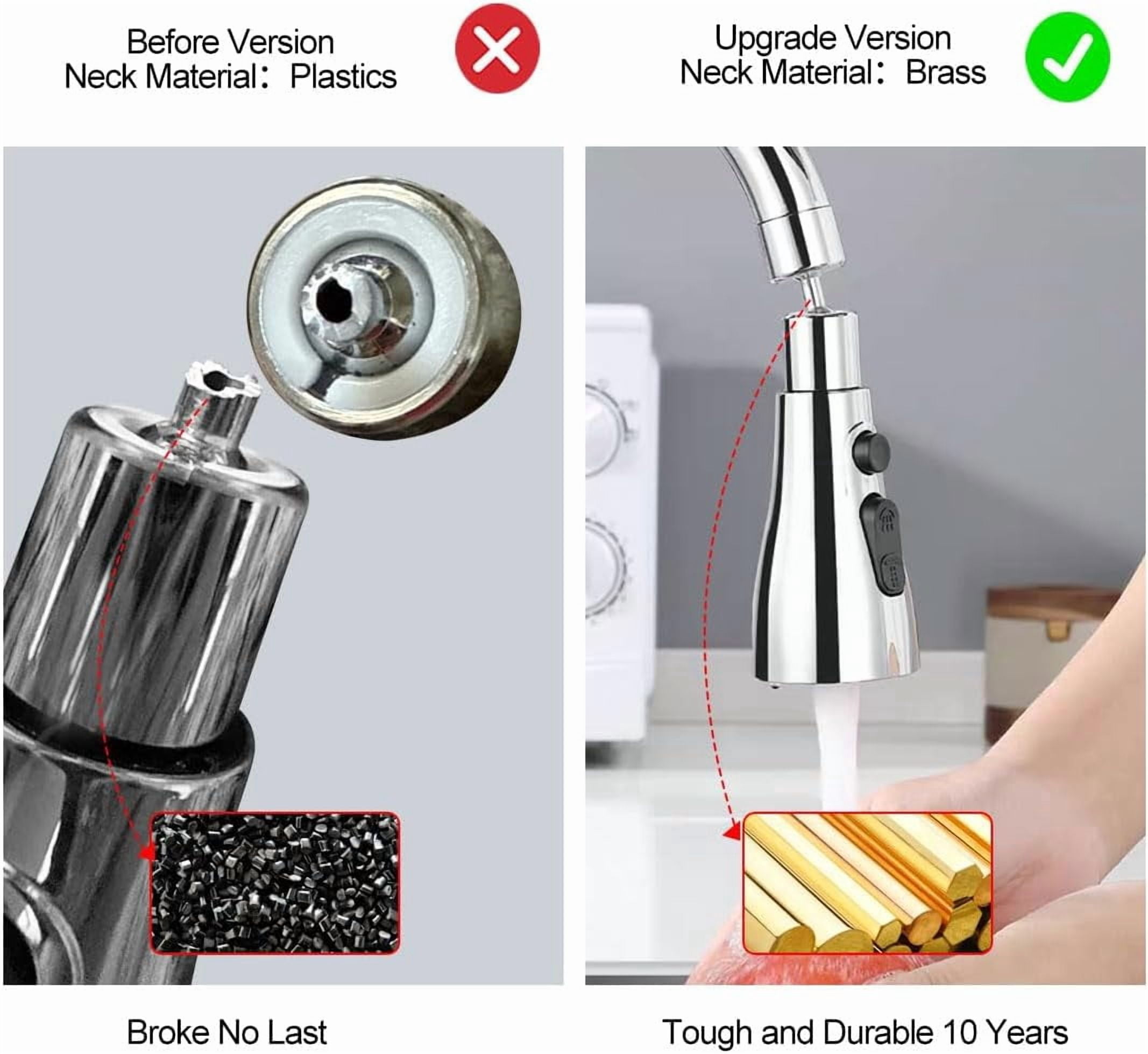360° Rotating Faucet Aerator, Three-Function Kitchen Sink Sprayer Attachment – Standard 55/64'' Female Thread, Easy-Install Replacement Part（Adapter Included）