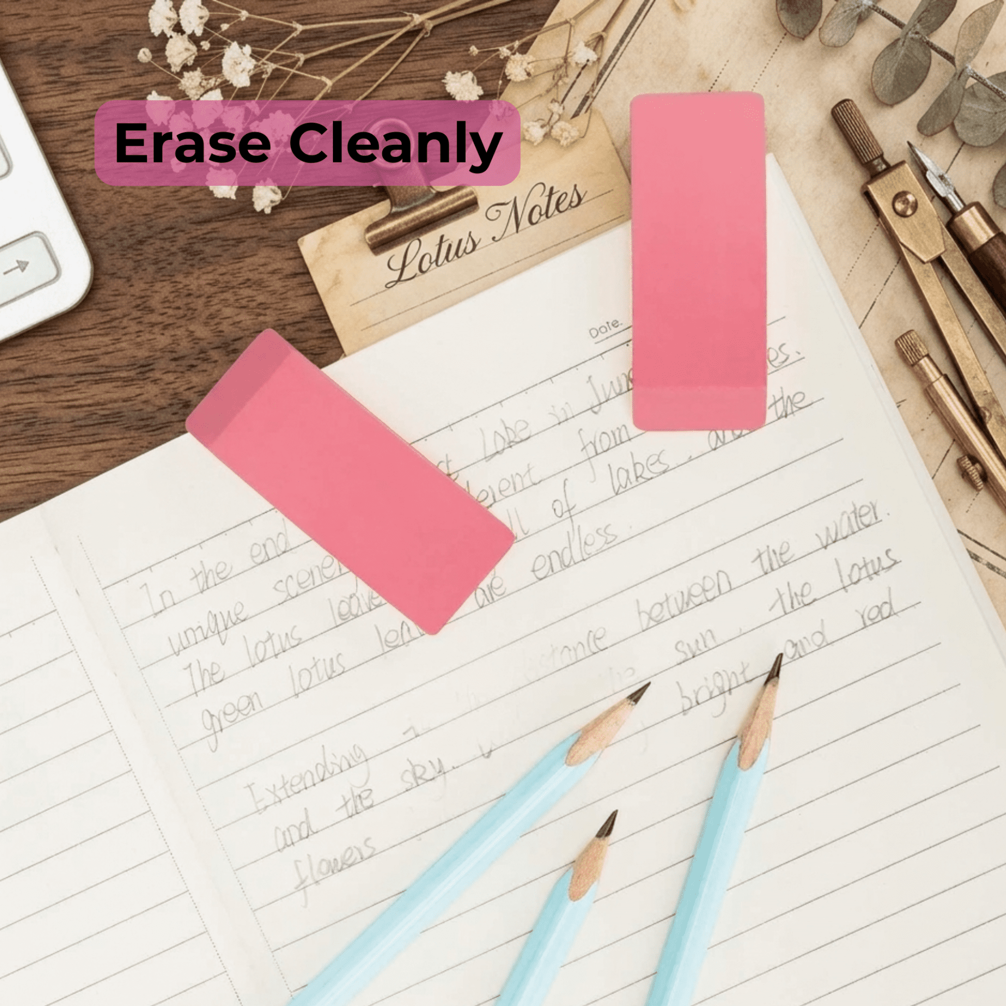 School Supply Boxes | Pink Wedge Erasers | 240 Pack | Smudge-Free and Durable