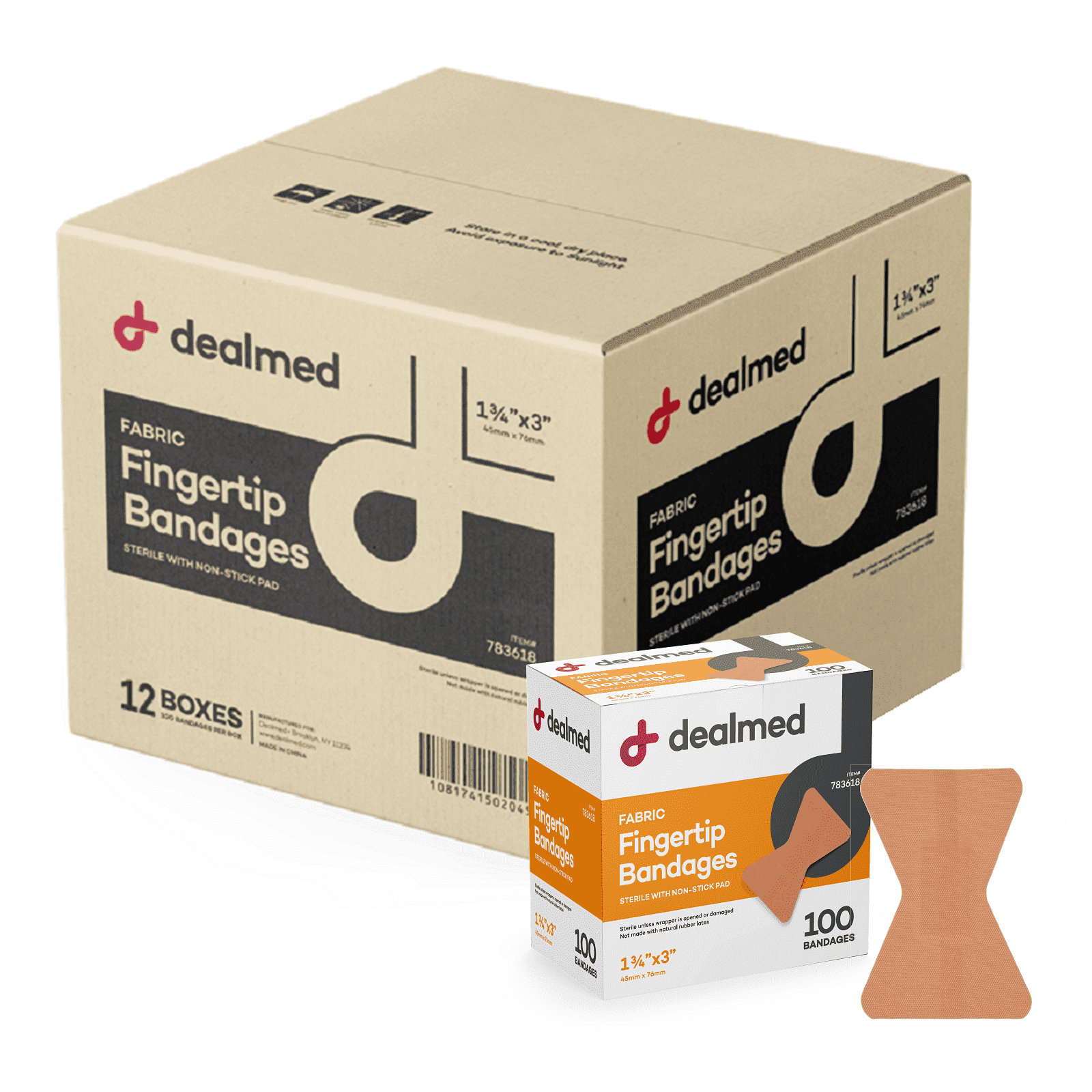 Dealmed Fingertip Fabric Adhesive Bandages with Non-Stick Pad, Latex Free Wound - Picture 9 of 12