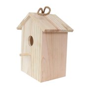 Angle View: Unfinished Birdhouse to Paint for Birdwatching with Perch for Finches Canary or Other Small Birds