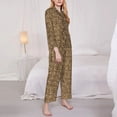 thumbnail image 3 of Fotbe Leopard Print Brown Pattern Long Sleeve Pajama Set for Women,Sleepwear Set,2-piece Loungewear Set,Soft PJs Comfy Nightwear with Pockets -Small, 3 of 7