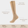 thumbnail image 4 of 2 Pairs Zipper Copper Compression Socks for Women & Men Circulation 15-20 mmhg - Better Blood Flow, Swelling, Best Support for Medical, Running, Nursing, 4 of 7