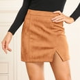 thumbnail image 4 of Women's Short Skirt Suede Bag Solid High Waist Zipper Autumn Winter Skirt Womens Skirts Knee Length Girls Pleated Skirt plus Size Tennis Skirt Winter Skirt Mini Jean Skirt Tennis Skirt for Women, 4 of 6