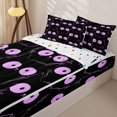 thumbnail image 2 of Manfei Cartoon Cat Zipper Twin Comforter Sets with Fitted Sheet and 2 Pillowcases, Kawaii Abstract Kitten Zipper Bedding Set, Black Orchid, Polkadot Reversible, 4pcs, 2 of 7