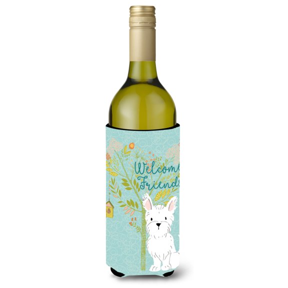 Carolines Treasures BB7640LITERK Welcome Friends Westie Wine Bottle Beverge Insulator Hugger Wine Bottle multicolor