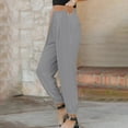 thumbnail image 6 of Babysbule Womens Sports Drawstring Pants Color Cotton And Linen Elastic Waist Long Straight Trousers, 6 of 9