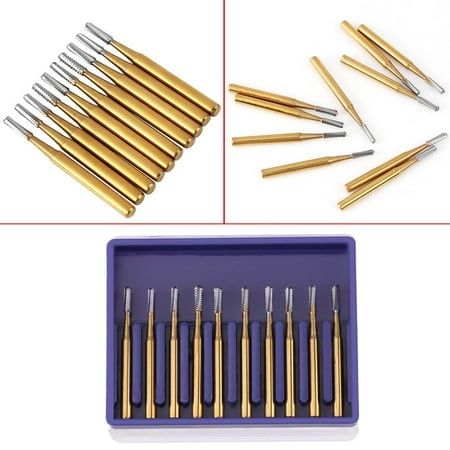 Dental Fast High Speed Anauto Dental Supplies , Dental Tungsten Burs,10pcs /set High Speed Dental Tungsten Steel Crown Metal Cutting Burs ()