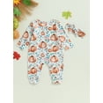 thumbnail image 4 of Halloween Newborn Baby Girl Outfit Long Sleeve Pumpkin Flower Jumpsuit Playsuit Headband 2Pcs Fall Winter Clothes, 4 of 8