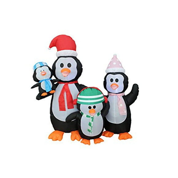 Décoration de Jardin de 5 Pieds de Pingouins Gonflables de Noël