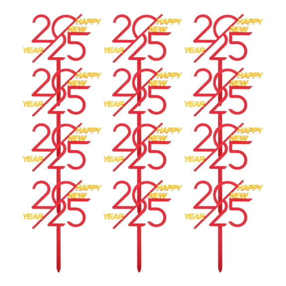 TAILTOSS Cake Insert Plastic Red for New Year Party 12Pcs 5.1X4.3X0.08In