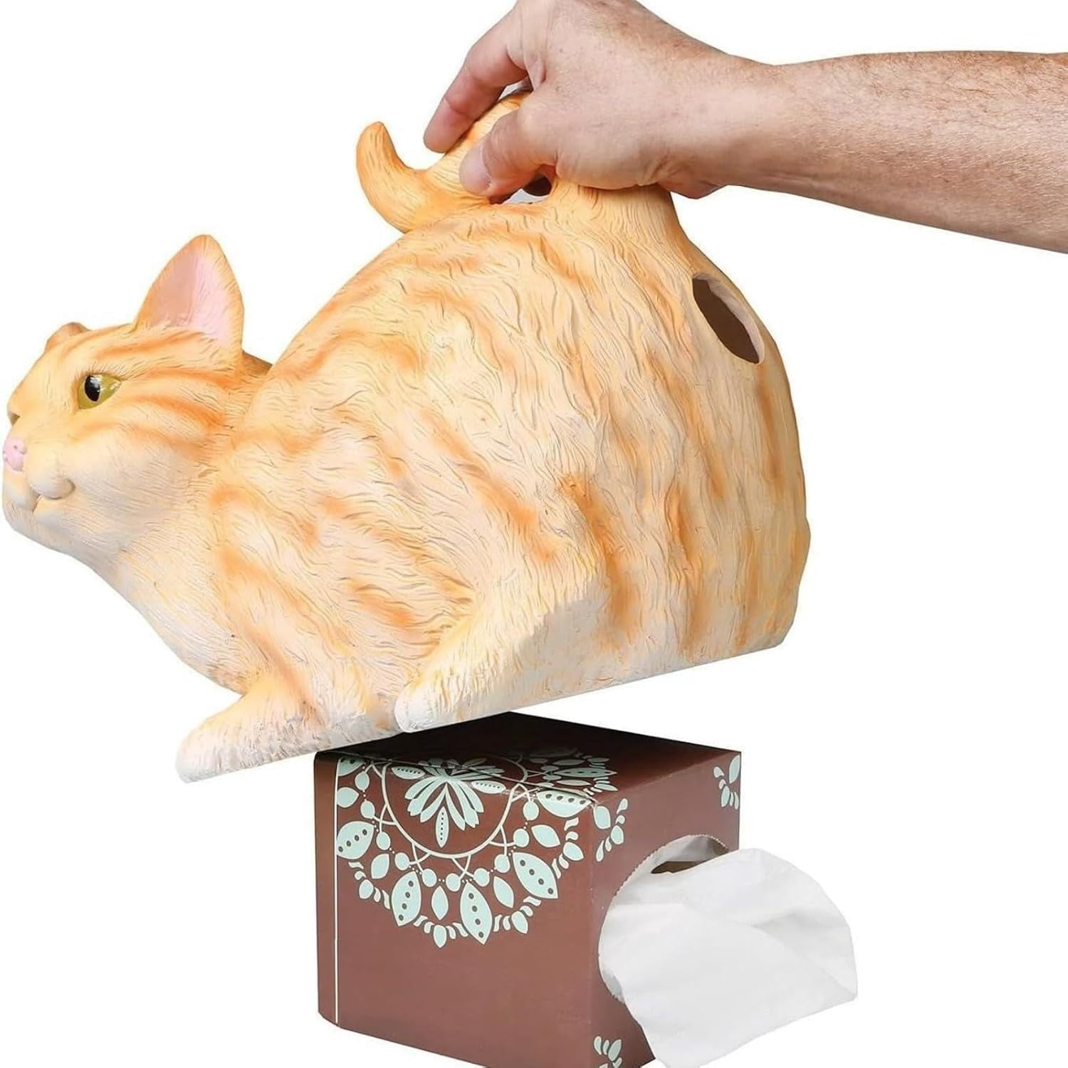 Cat Toilet Paper Holder Funny Cat Tissue Dispenser Cute Resin Tissue Box for Bathroom Kitchen or Bedroom Functional Cat Butt Tissue Holder for Organizing Bathroom Tissues and Paper Towels