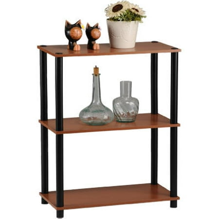 Momentum Black Leather - 3-tier Cherry/black Book Shelf, Momentum, PBF-0283-303