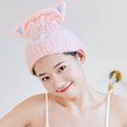 thumbnail image 4 of Riguas Fade Resistant No Shedding Elastic Coral Fleece Hair Drying Cap Cute Cat Pattern Microfiber Hair-drying Towel Bath Cap, 4 of 8