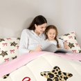 thumbnail image 4 of Manfei Cute Leopard Stars Print Twin Comforter Sets,Cartoon Red Bows Bedding Set,Pink Reversible,2-Piece,1 Comforter and 1 Pillowcase, 4 of 7
