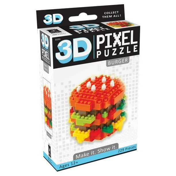 University Games UNV31231 Puzzle 3D Pixel Cheeseburger