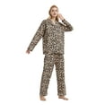 thumbnail image 3 of VICMETAL Women's Pajama Sets 100% Cotton Flannel Ladies PJs Button Front Top Drawstring Bottoms F Leopard L, 3 of 7