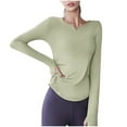 thumbnail image 1 of Timegard Yoga Tops for Women Long Sleeve V-Neck Ruched Tee Trackshirts Athletic Workout Running Tops, 1 of 4