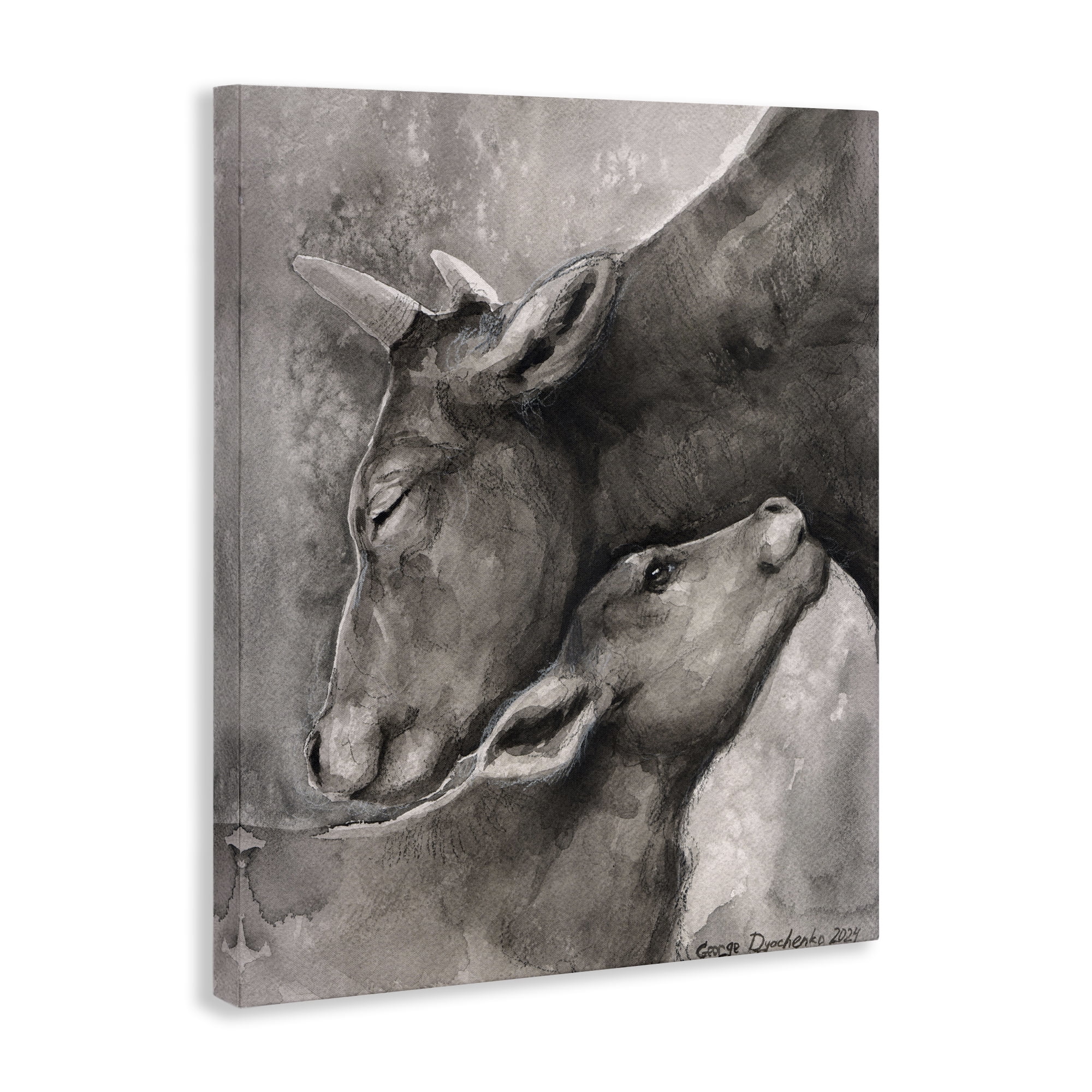 Stupell Industries Mother Cow & Calf Animals Drawing Wrapped Canvas Art Print Wall Art, 30 x 40