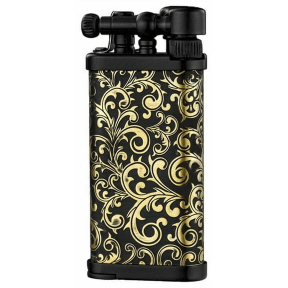 Old Boy IM Corona Butane Soft Flame Pipe Lighter Matte Black Arabesque - 1205