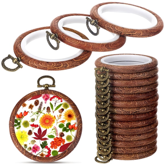 Aros de Bordado Burbell Otoño Redondos de 15 Piezas, Aros de Goma de 6 cm